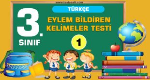 3.SINIF Türkçe-EYLEM BİLDİREN KELİMELER-Test-1