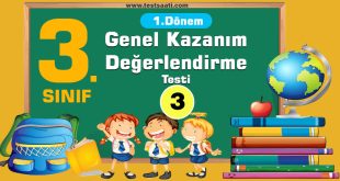 3. Sınıf-1. Dönem Genel Kazanım Değerlendirme Testi-3