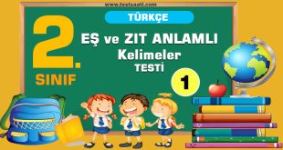 2. Sınıf EŞ ve ZIT ANLAMLI Kelimeler Test-1