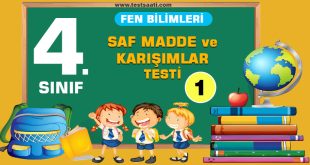 4. Sınıf SAF MADDE ve KARIŞIMLAR Test-1