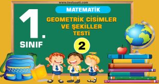 1. Sınıf Geometrik Cisimler ve Şekiller Test-2