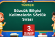 Sözcük Bilgisi Kelimelerin Sözlük Sırası