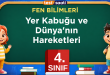 Yer Kabuğu ve Dünya'nın Hareketleri Test-5